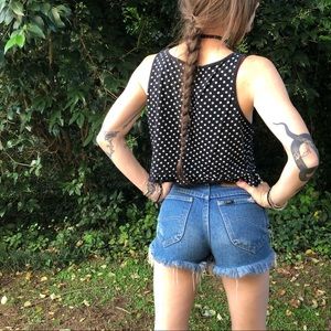 Polka Dot Ruffle Hem Crop Top